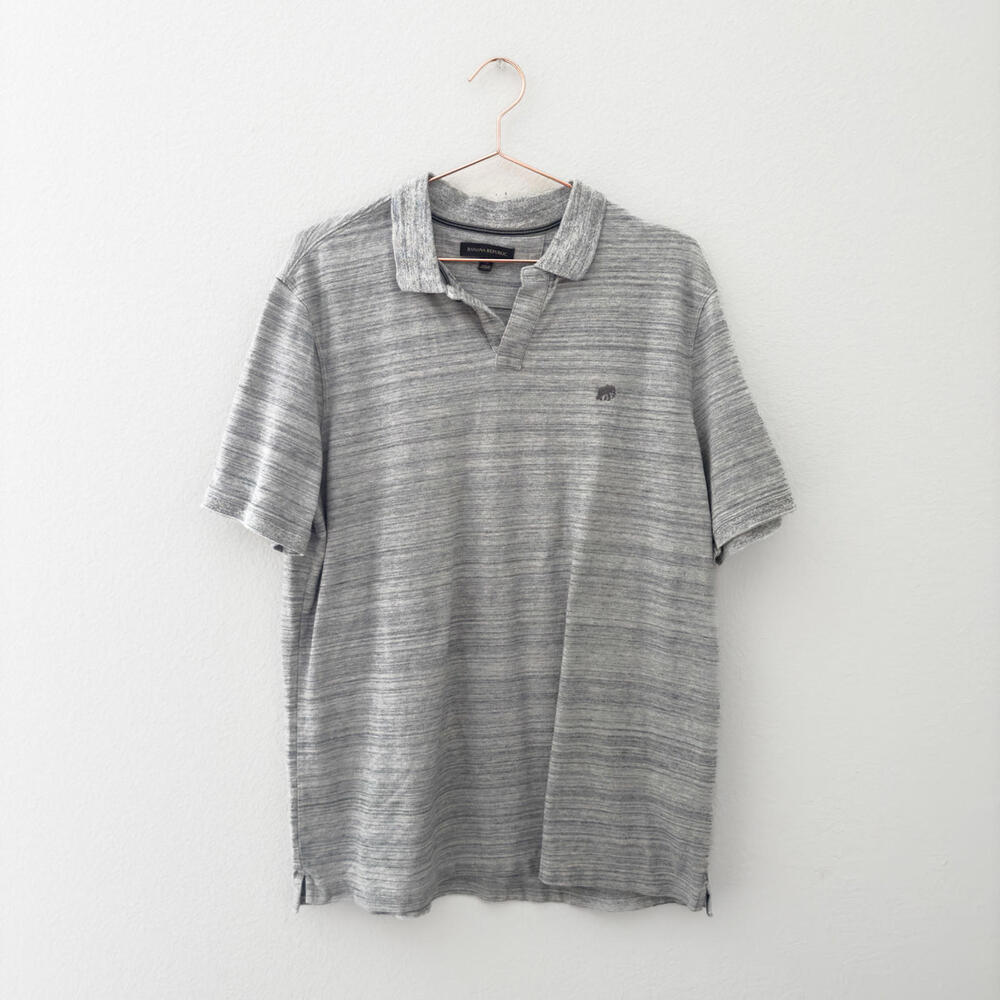 Banana‎ Republic Grey Heathered Short Sleeve Polo Tee XL